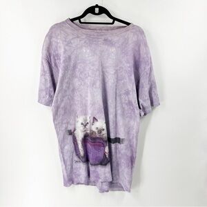 ✅ THE Mountain Purple Tie Dye Kittens Cats FANNY PACK SHORT SLEEVE SIZE X- LARGE